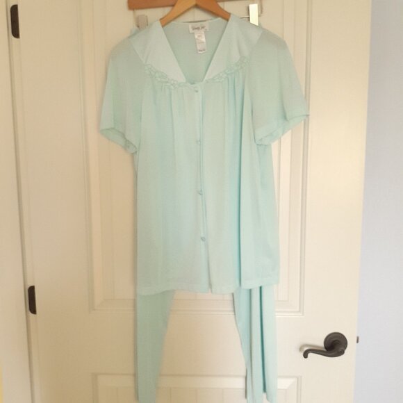 Vintage Vanity Fair Women's Short Sleeve Nylon Pajama Set Blue Size M - Picture 12 of 12